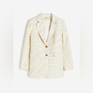 Zebra Print Textured Weave Blazer Jacket